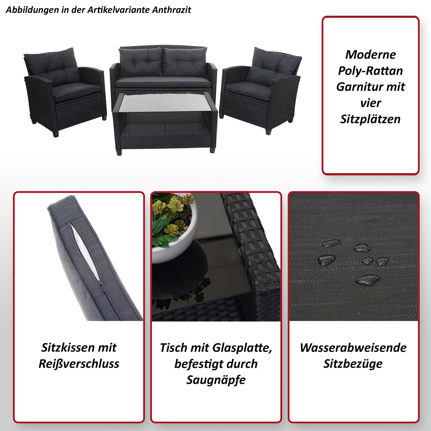 XXL Poly-Rattan Garnitur MCW-F10, Balkon-/Garten-/Lounge-Set Sitzgruppe, Sofa Sessel mit Kissen Spun Poly ~ grau-braun