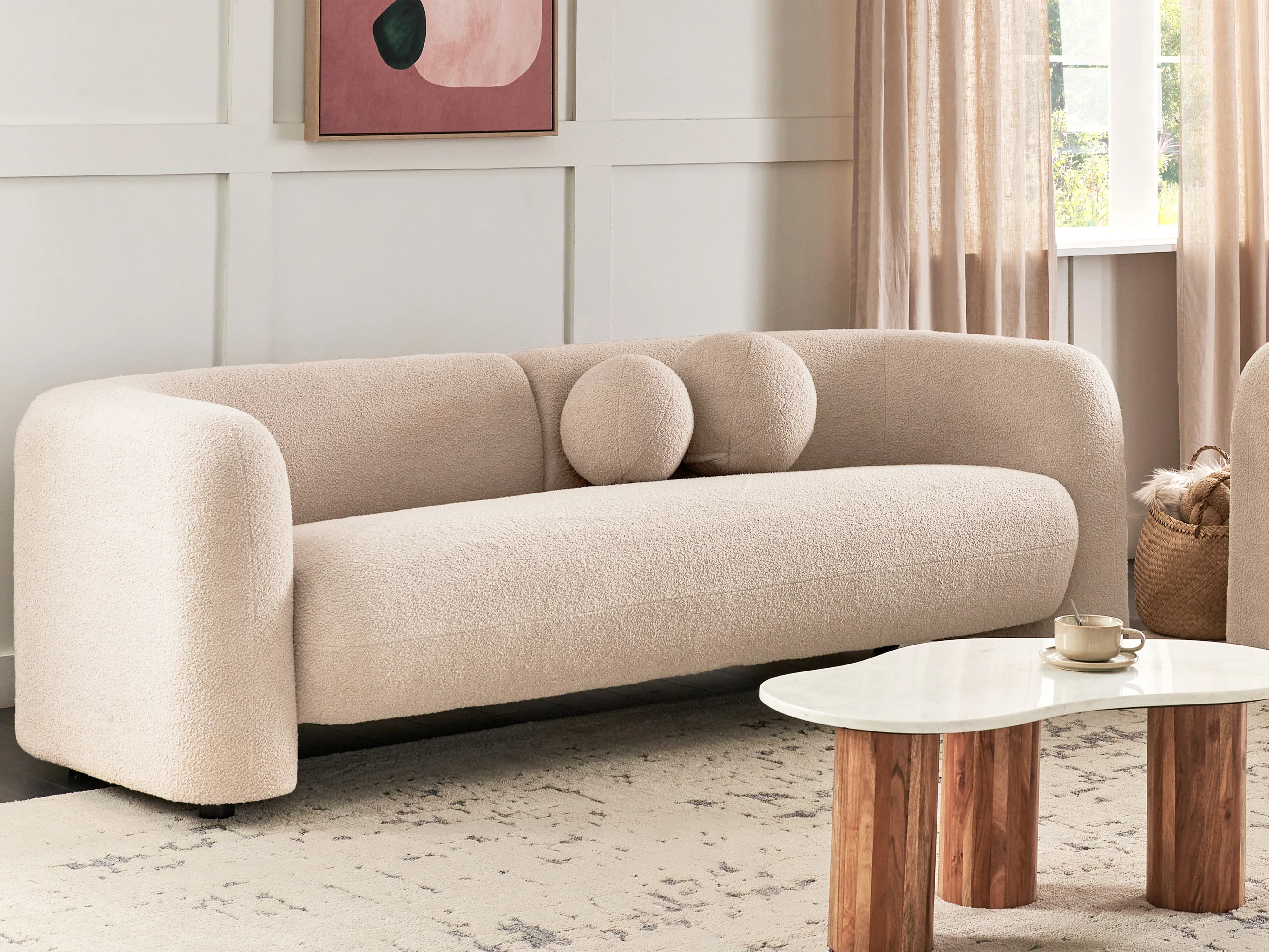 Bank 3-zits LEIREN Bouclé Beige