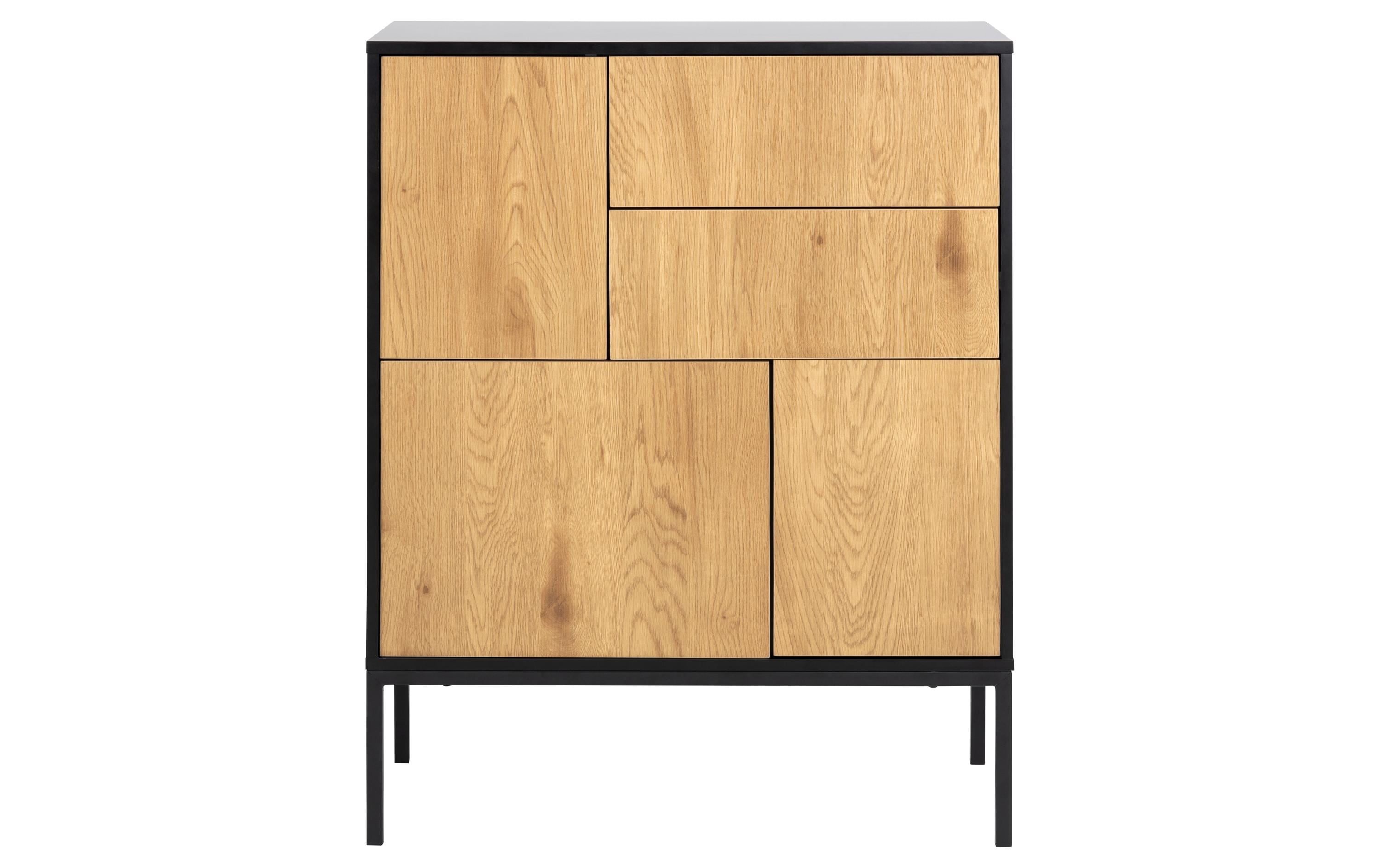 Kommode Seaford 80 x 40 x 103 cm, Nature/Schwarz<br>Sideboard