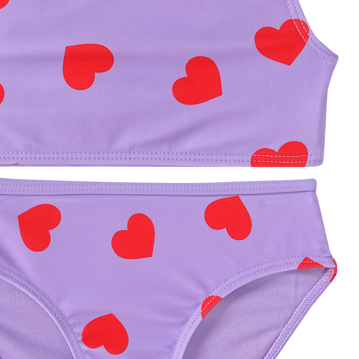 Famy Mädchen Bikini mit Herz-Allover helllila