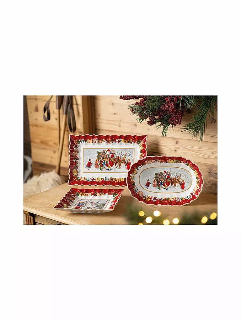 VILLEROY & BOCH Toy's Fantasy Kuchenplatte eckig, Santa und Kinder 35x23x3,5cm bunt