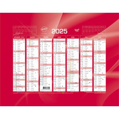 Quo Vadis - Calendrier bancaire 7 mois par face - 13,5 x 18 cm - rouge