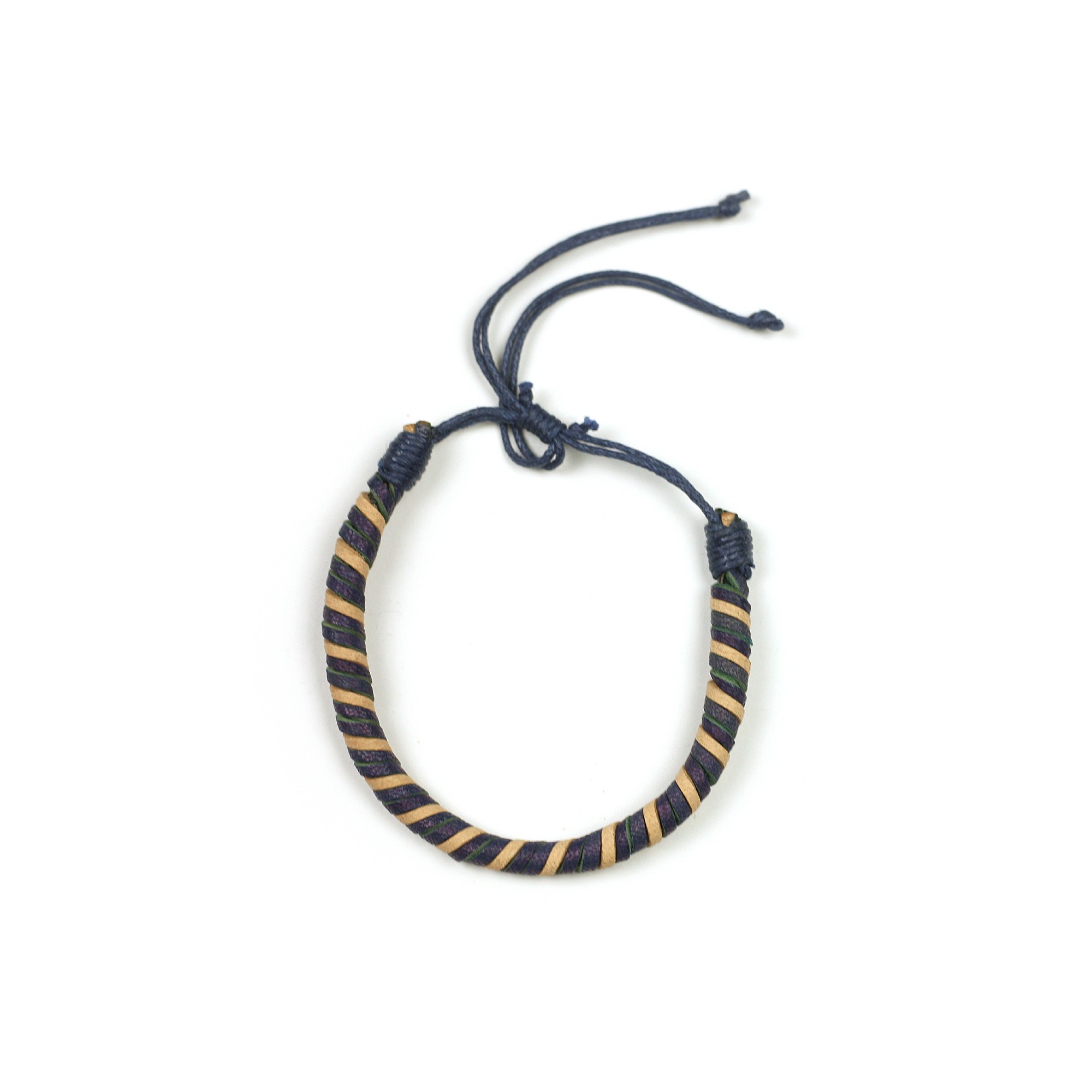 Lederarmband gedreht, blau, beige günstig bestellen