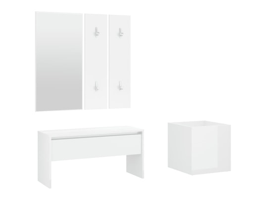 VIDAXL - Armoire Ensemble de meubles de couloir blanc brillant bois d'ingénie...