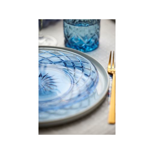Lyngby Glas Sorrento 4-pak Tallerken, Blue, Ø21 cm