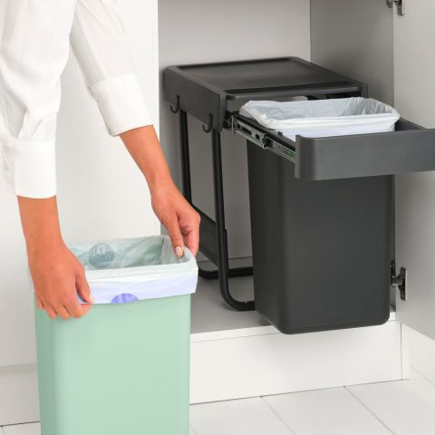 Sort&Go Inbouwemmer, 2x15 liter - Dark Grey