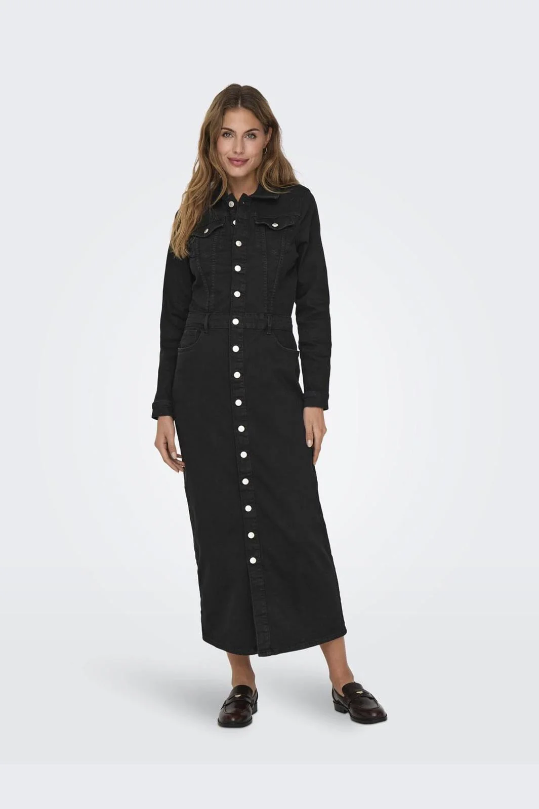 Only Onlellen Ls Longstretch Dress Rea130 4752029 washed black