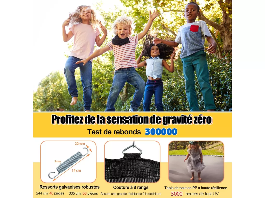 Trampoline Enfant Ø 244cm avec Filet de Protection, Trampoline de Jardin en Forme Fleur avec Certification GS, Coussin de Sécurité & Cadre en Métal Galvanisé, Intérieur Extérieur