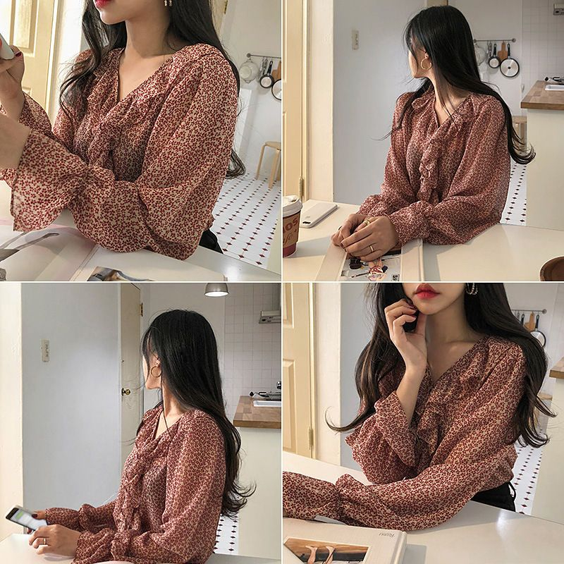 Brigitte - Blouse met lange mouwen en ballonmotief met bloemenprint