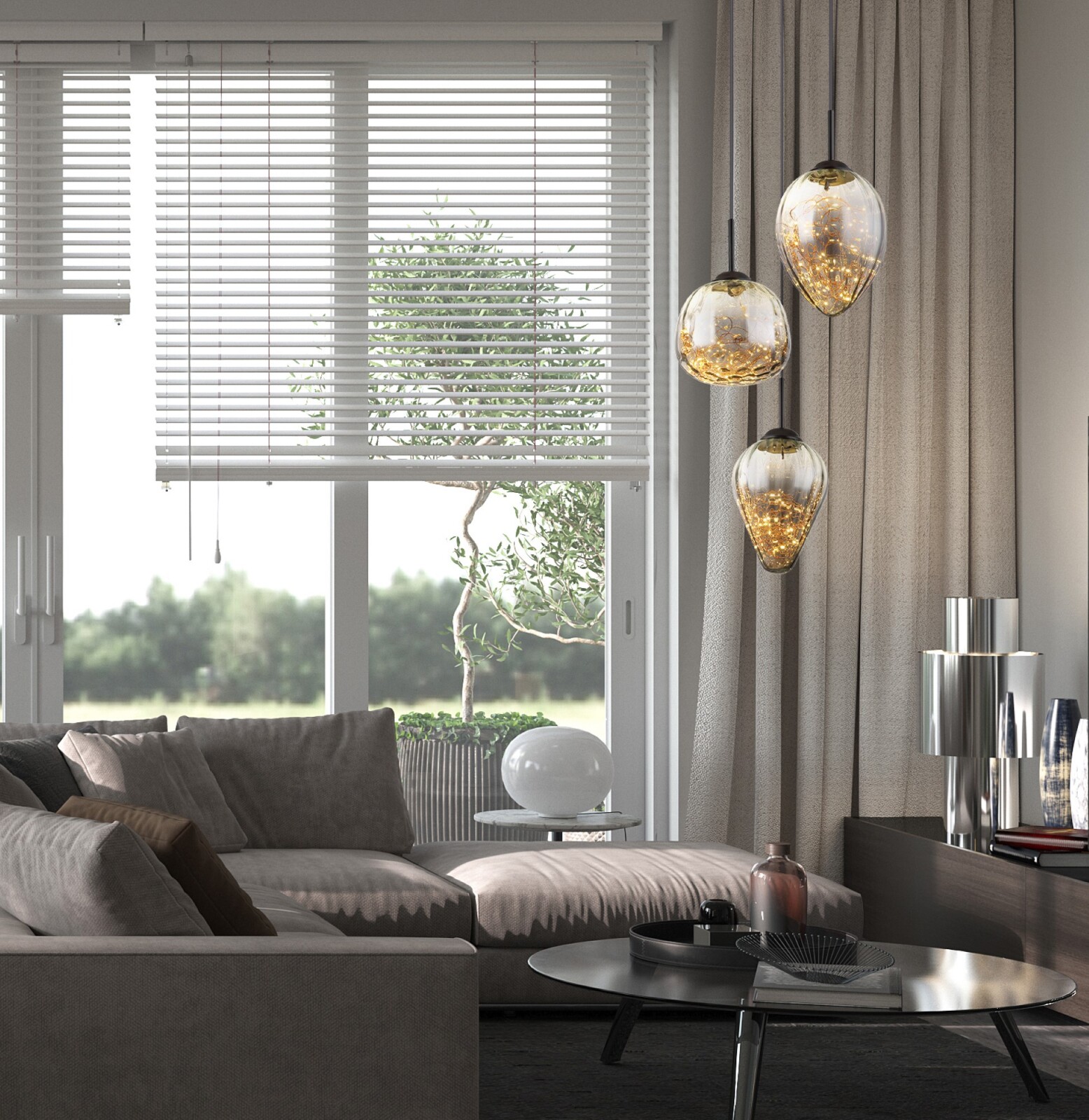 LED-Hängeleuchte - schwarz matt-rauchfarben-klar - Ø 40 cm