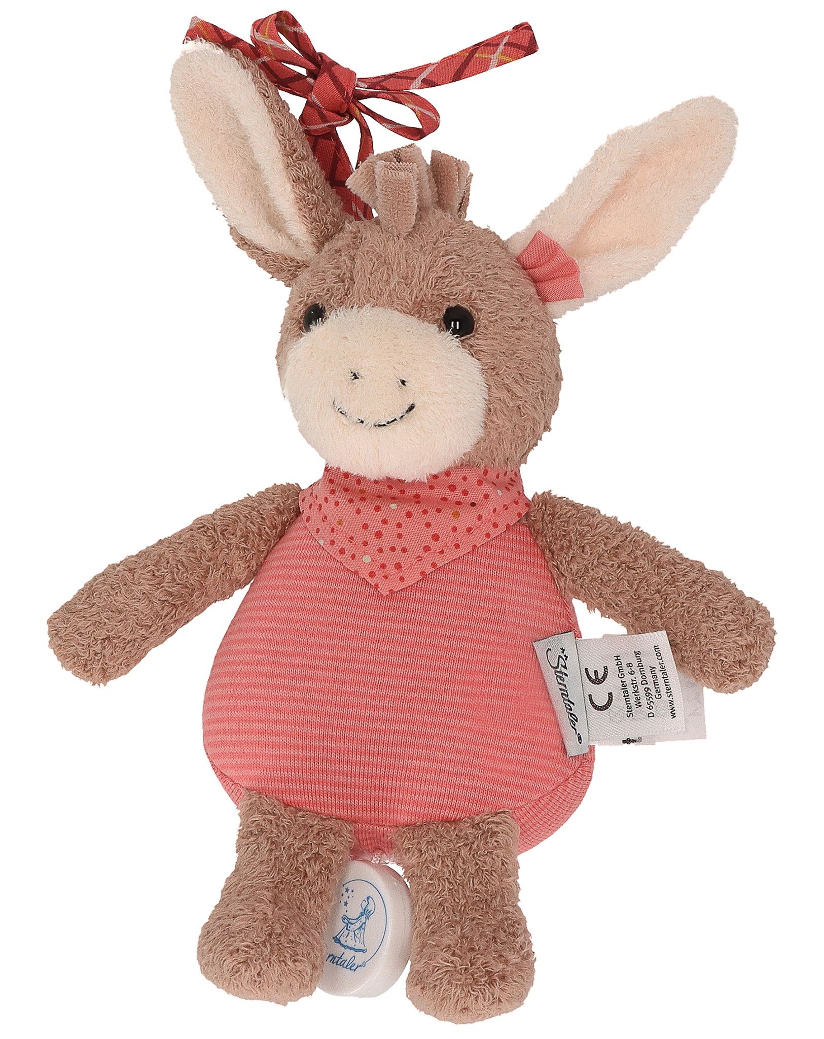 Spieluhr ESEL EMMILY (19 cm) in hellrot