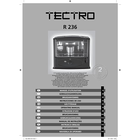 Tectro R236 vægekamin 2600W 36 m2