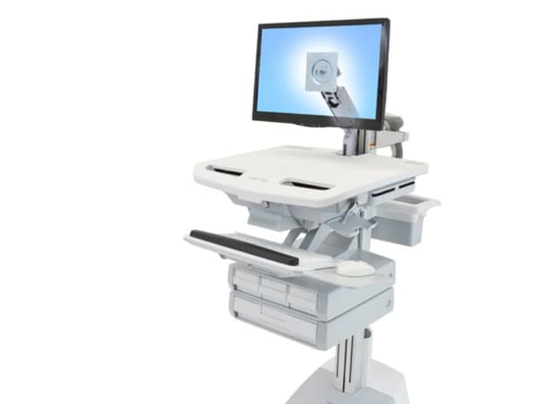 Ergotron StyleView - Vogn - åpen arkitektur - for LCD-skjerm / PC-utstyr - medisinsk - aluminium, forsinket stål, kvalitetsplast - grå, hvit, polert