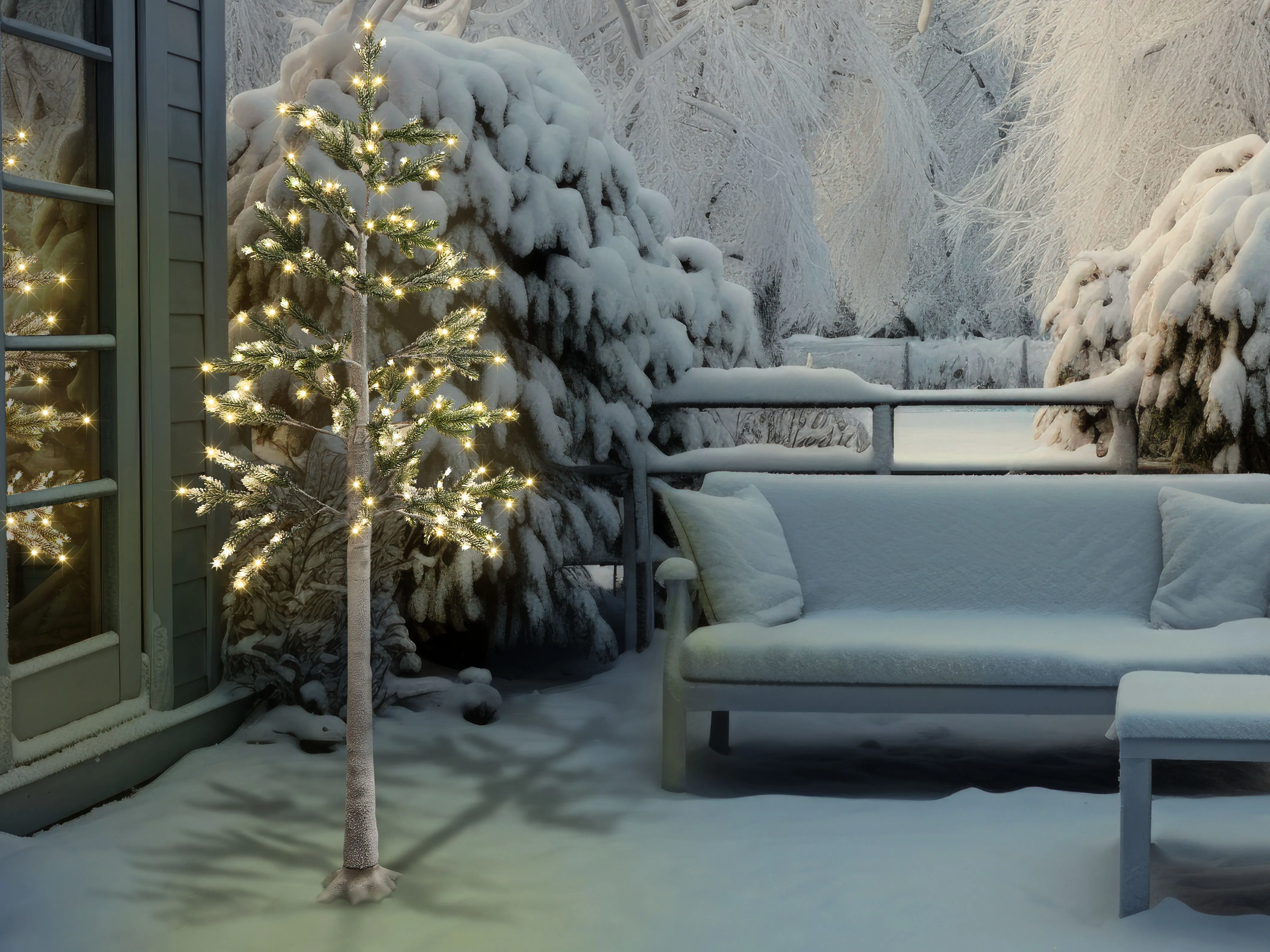 Buitendecoratie LED ALBIONI Boom 180 cm Wit