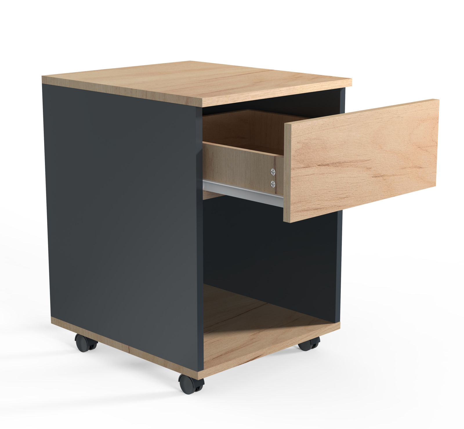Rollcontainer DALOSA - anthrazit-Honig Eiche - Schublade - 39x45 cm