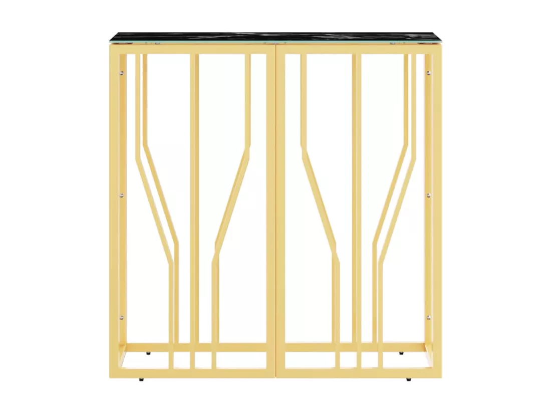 Table console doré 70x30x70 cm acier inoxydable et verre