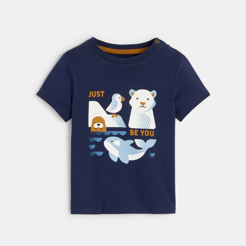 T-shirt animaux de la mer bleu bébé garçon