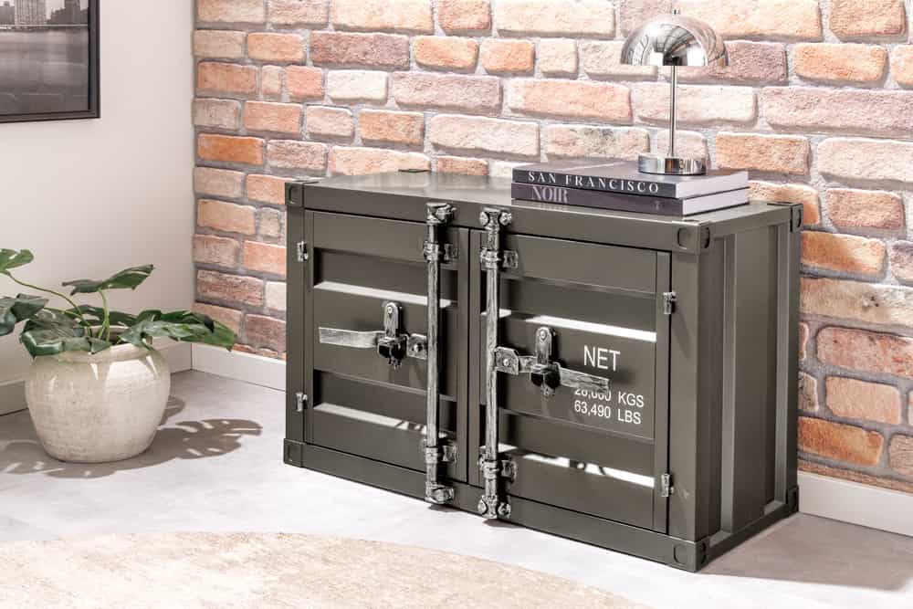 Container-Schrank GLOBETROTTER 80cm anthrazit Metall Aktenschrank mit Flügeltüren