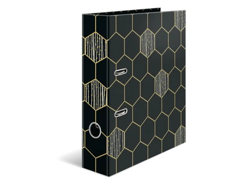 HERMA motivmappe A4 Hexagon - A4 - holdelås - opbevaring - karton - sort - grå - 7 cm (7016)