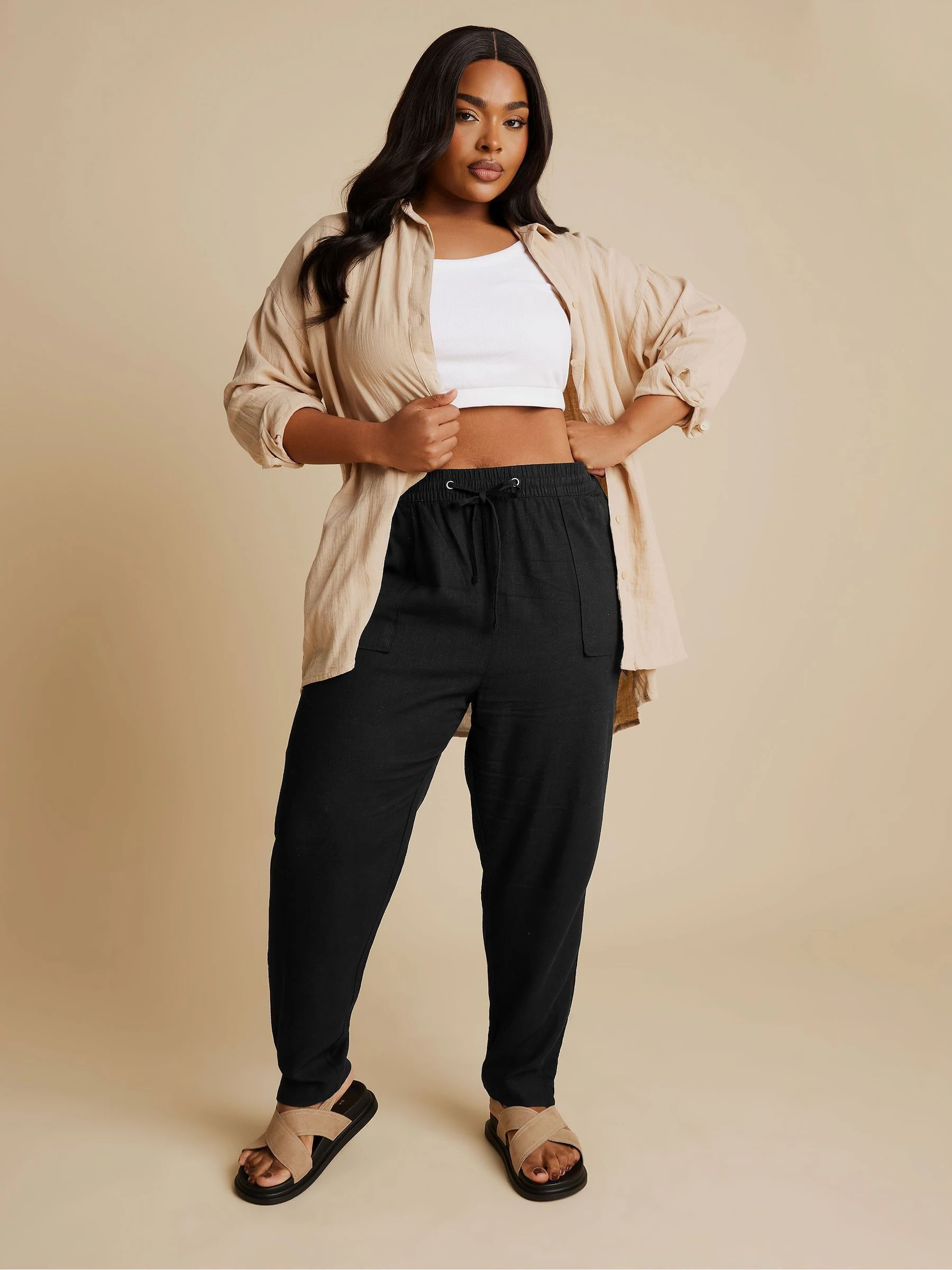 Yours Curve - Linnen joggingbroek
