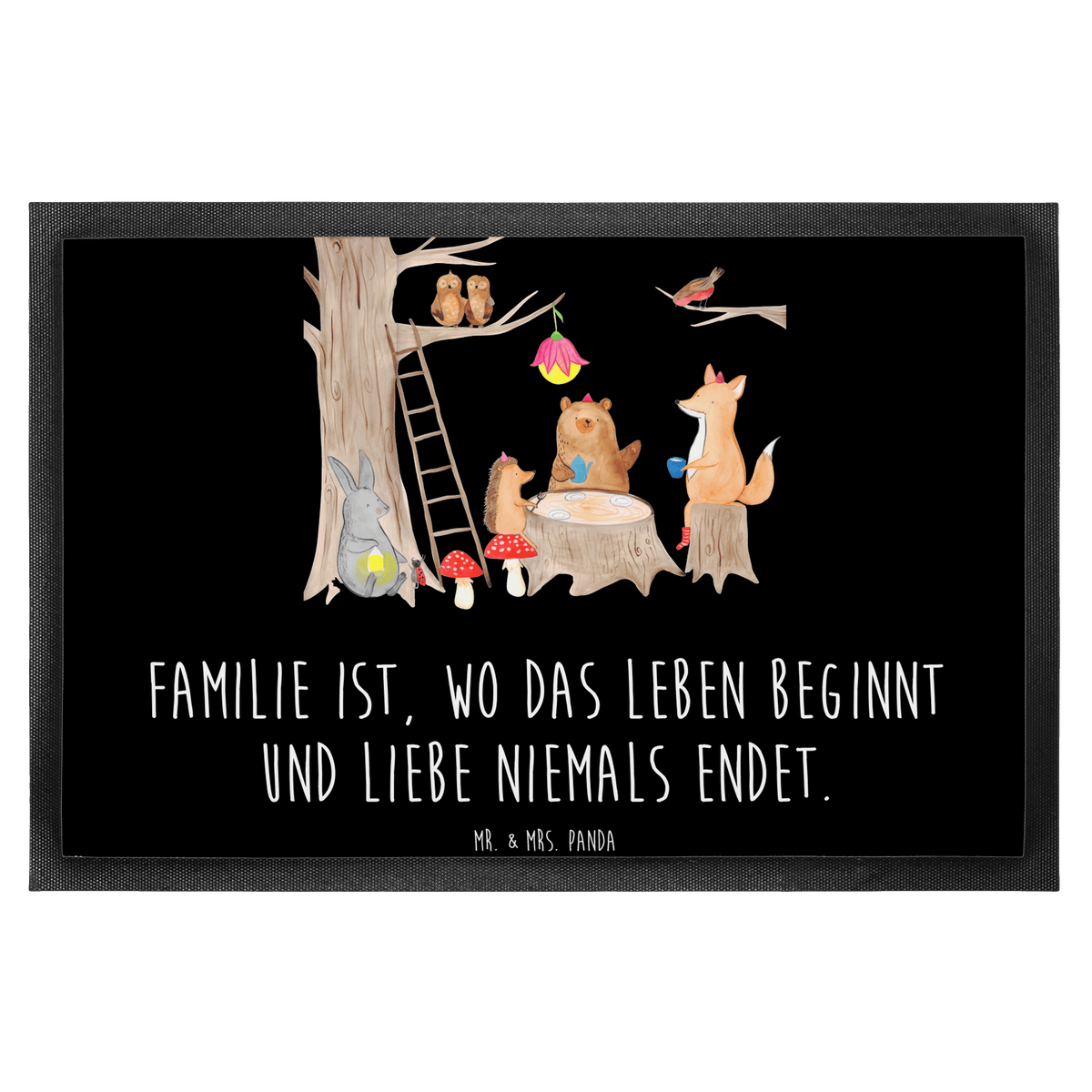 Mr. & Mrs. Panda 40 x 60 cm Deurmat Bosdieren Picknick - Zwart