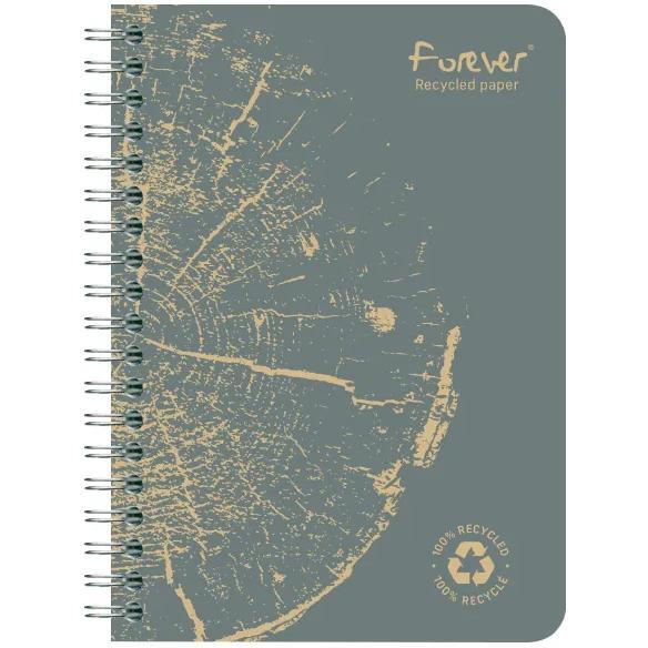 Carnet reliure intégrale FOREVER PREMIUM 100% recyclé A6 120 pages détachables micro-perforées petits carreaux papier blanc 90 g - Assortis
