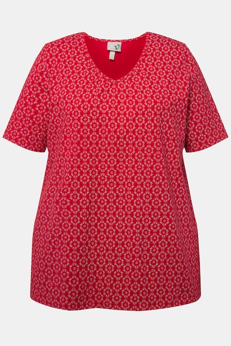 Trachten-Shirt, A-Linie, V-Ausschnitt, Zierfalten, Halbarm