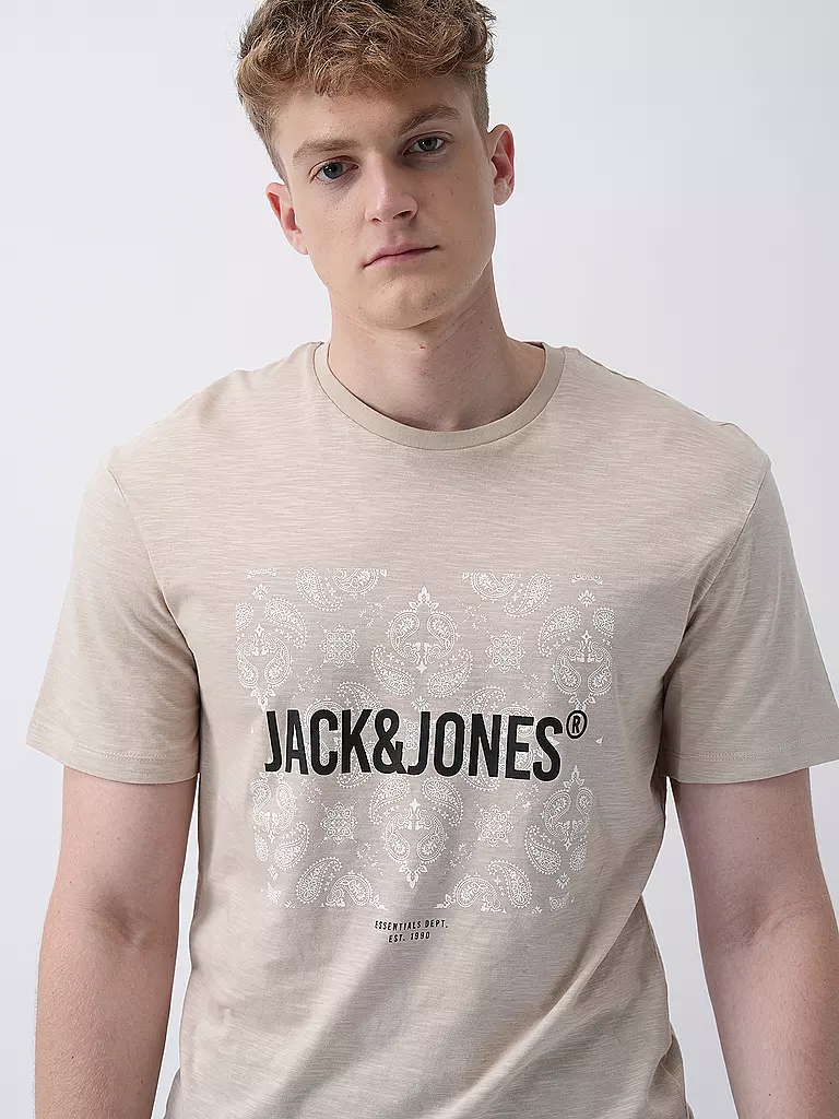 JACK & JONES T-Shirt JJPAISLEY beige