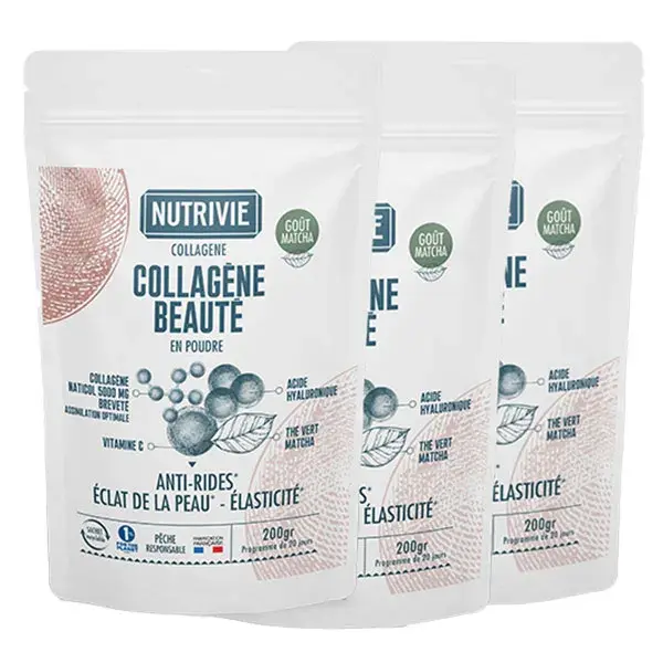 Tratamento de 3 meses Nutrivie Collagen Beauty sabor Matcha