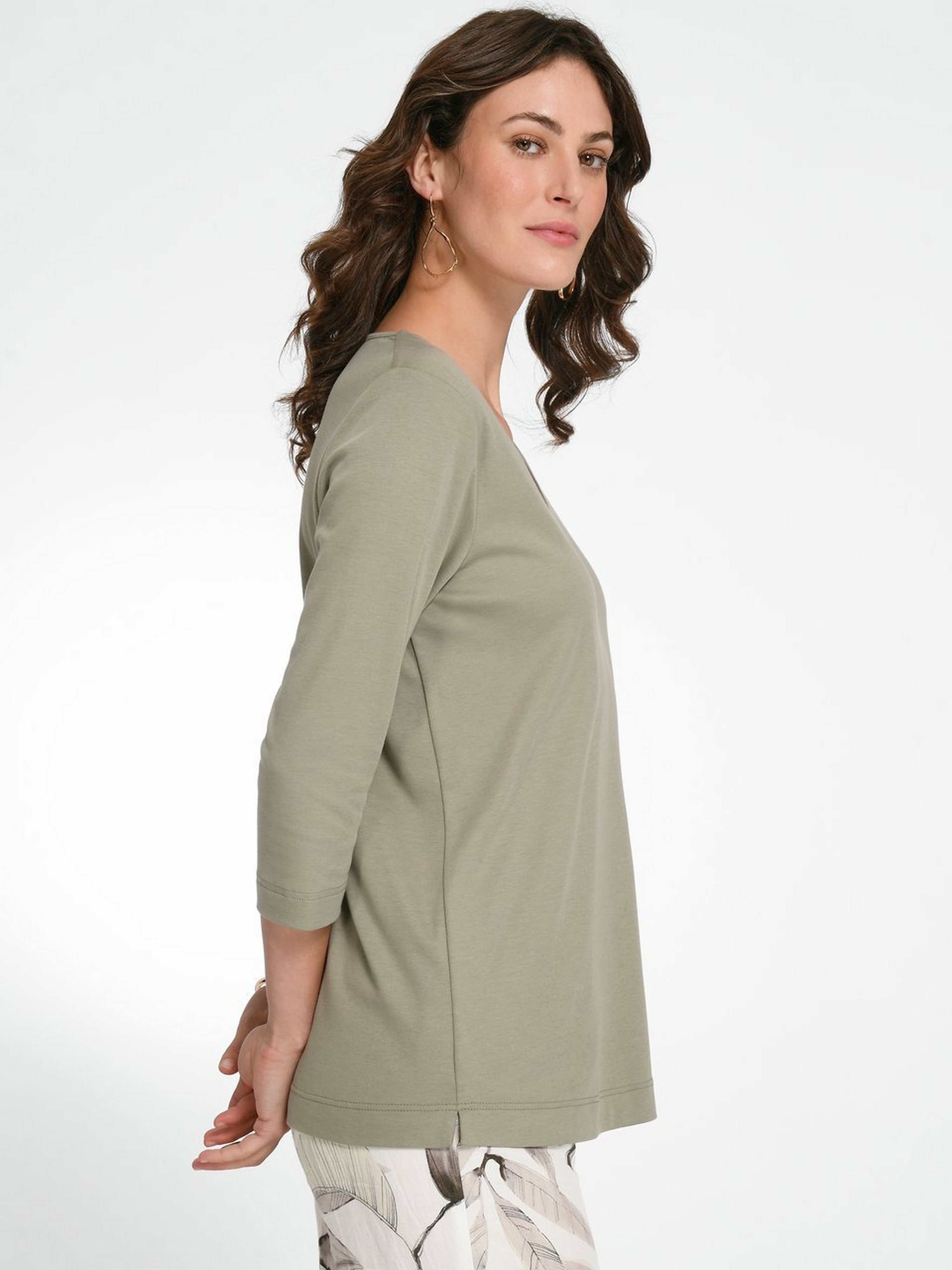 V-Shirt mit 3/4-Arm