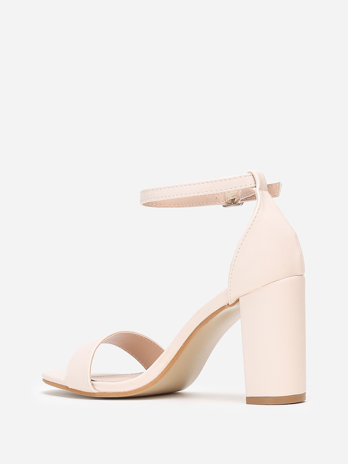 Sandales à talon carré et arrondi- Beige