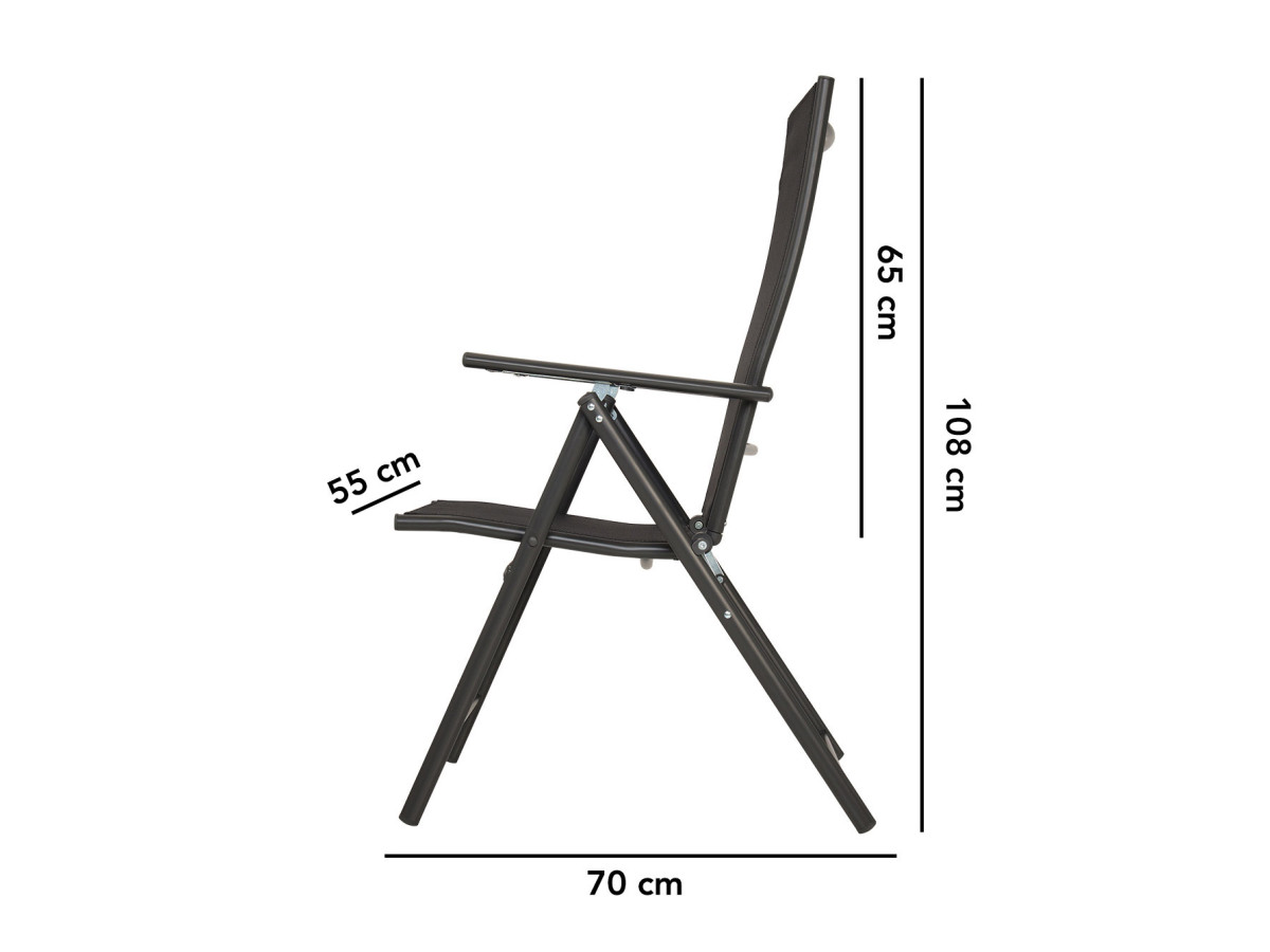 Infinity goods verstelbare inklapbare tuinstoel - Black