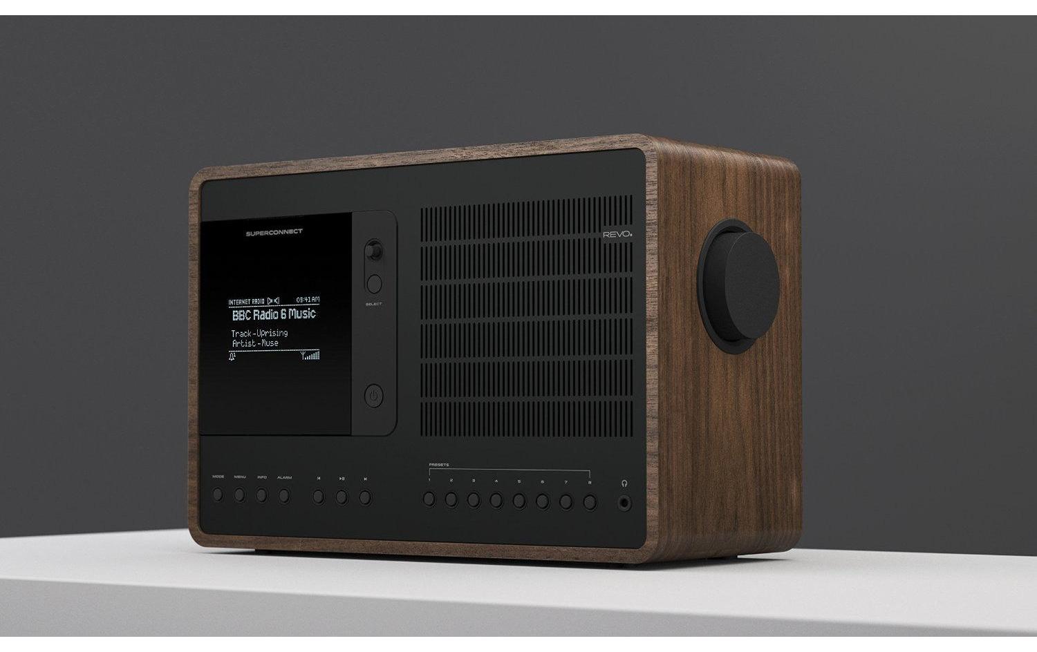 DAB+ Radio SuperConnect Walnuss/Schwarz<br>Internet-Radio mit DAB+, Bluetooth und vielem mehr, piano weiss/silber