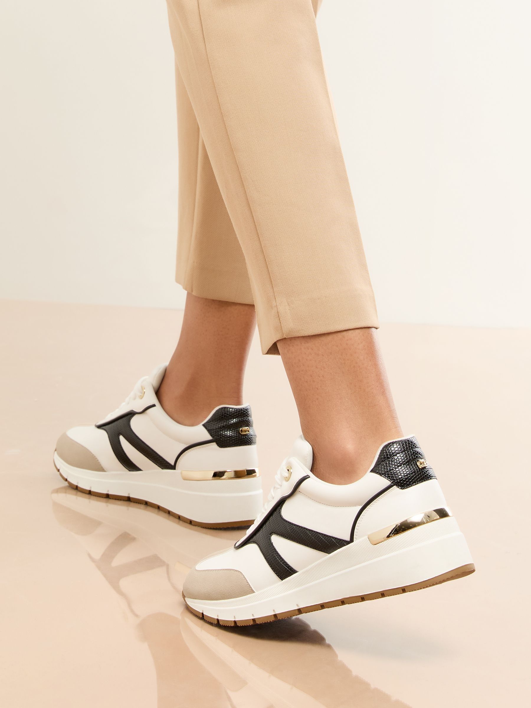 Lipsy Chunky Wedge Gold Heel Clip Sports Trainers