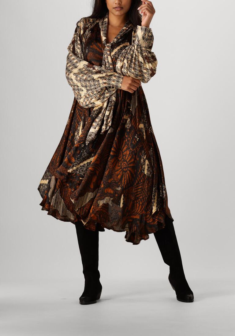 bruine mes demoiselles midi jurk abbey
