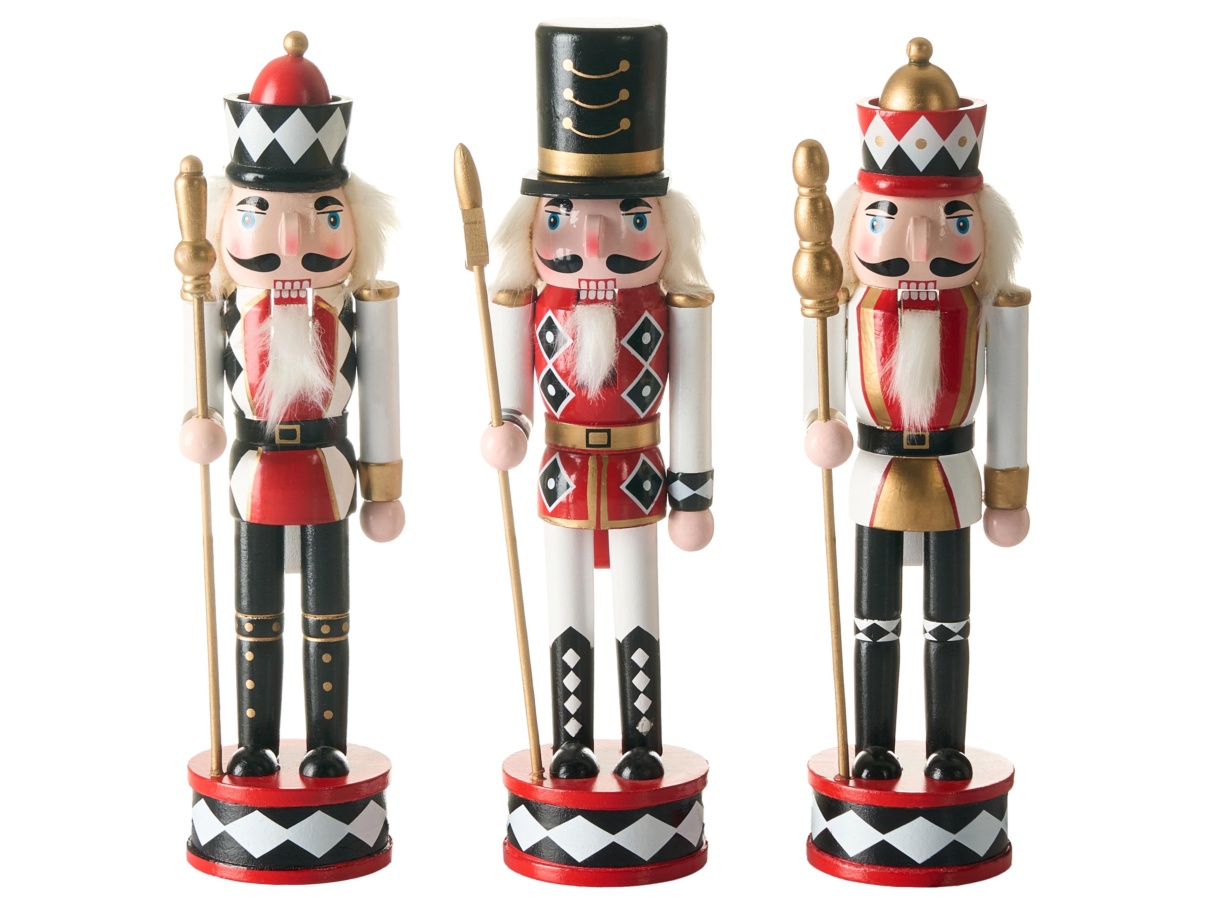 Set van 3 figuren RICKLEAN Notenkraker 30 cm Rood/wit