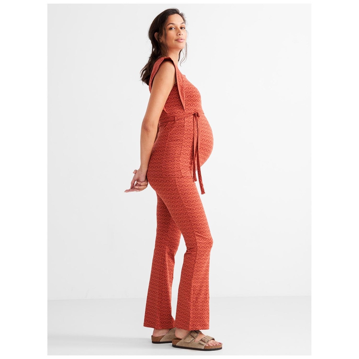 Prénatal zwangerschapsbroek lang all over print rood