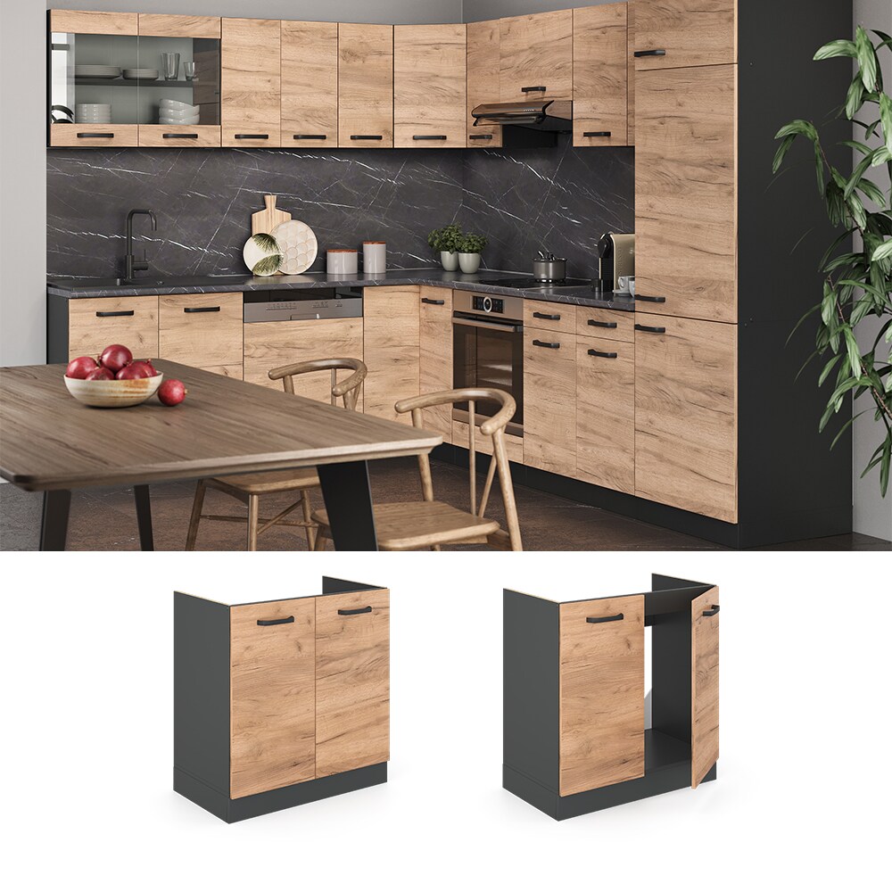 VICCO Küchenschrank Unterschrank Spülenunterschrank 80 cmR-Line Anthrazit