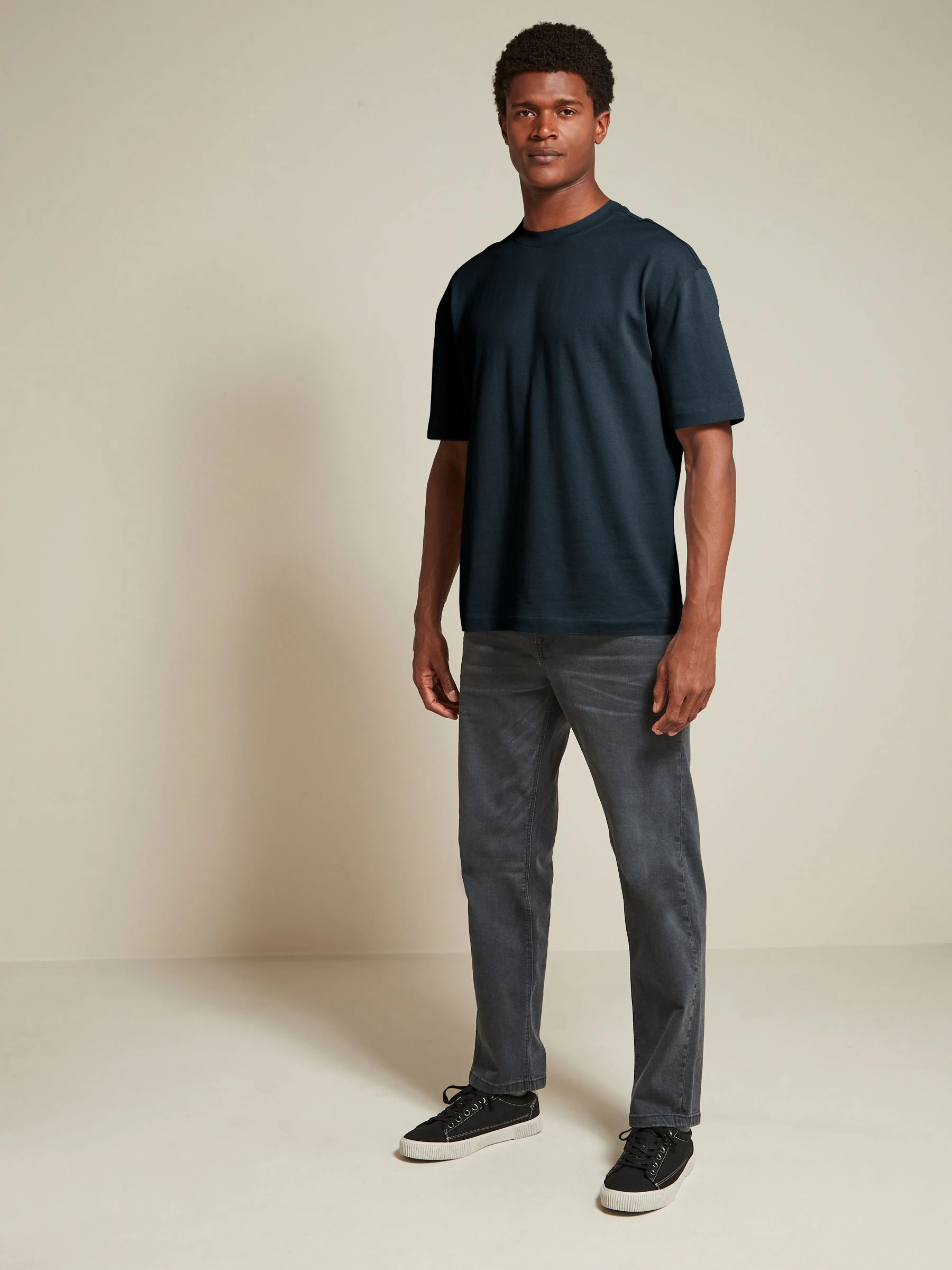 Wit/zwart/marineblauw - Relaxed fit - Verpakking van 3 T-shirts van zware stof