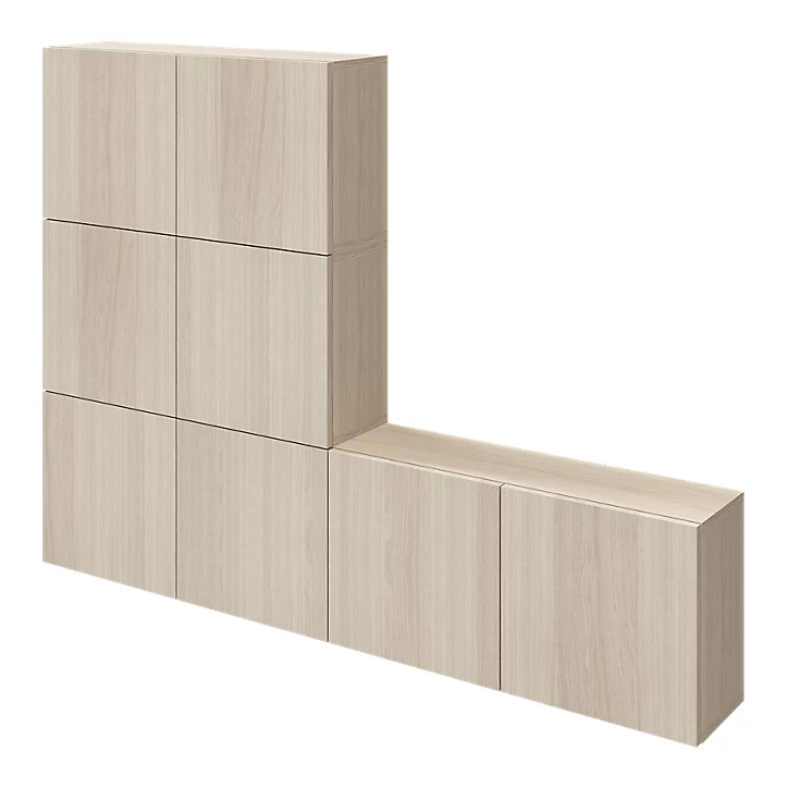 Ensemble d’armoires effet chêne portes battantes faible profondeur GoodHome Atomia H. 112,5 x L. 150 x P. 22 cm
