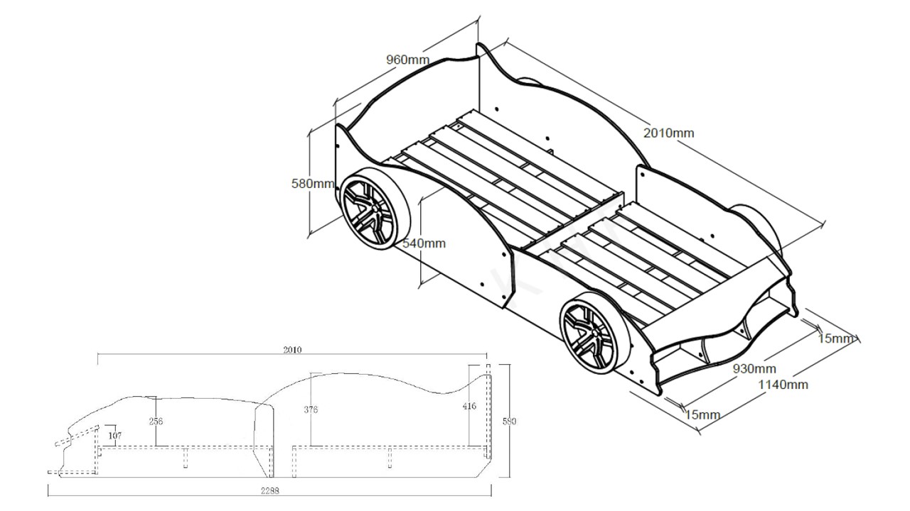 Bed Max raceauto wit