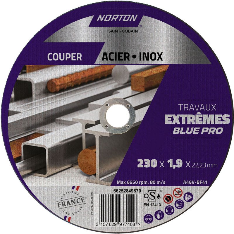 Disques à tronçonner Norton Extremes ultra fins pour métal et inox