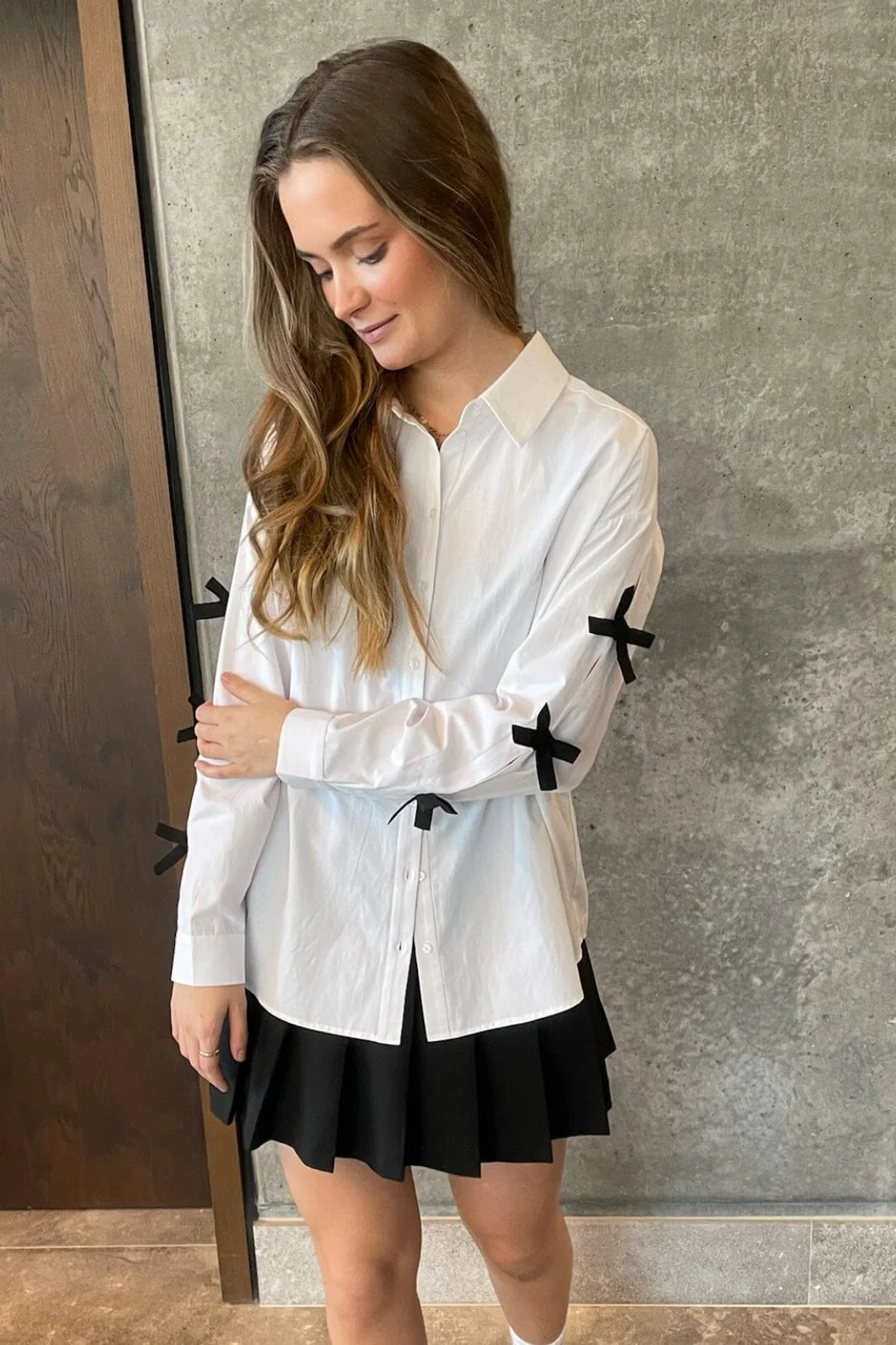 Pieces Pcbell Ls Shirt Jit 4661230 bright white black bows