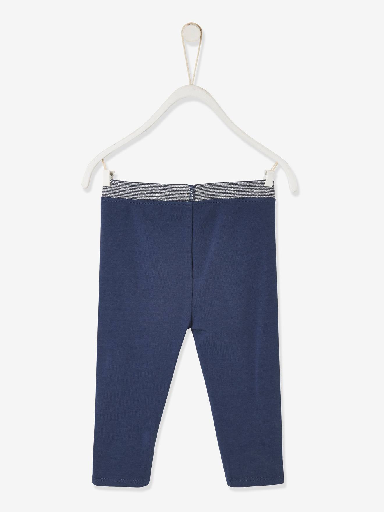 Leggings verde-acinzentadas com cós brilhante para bebês meninas