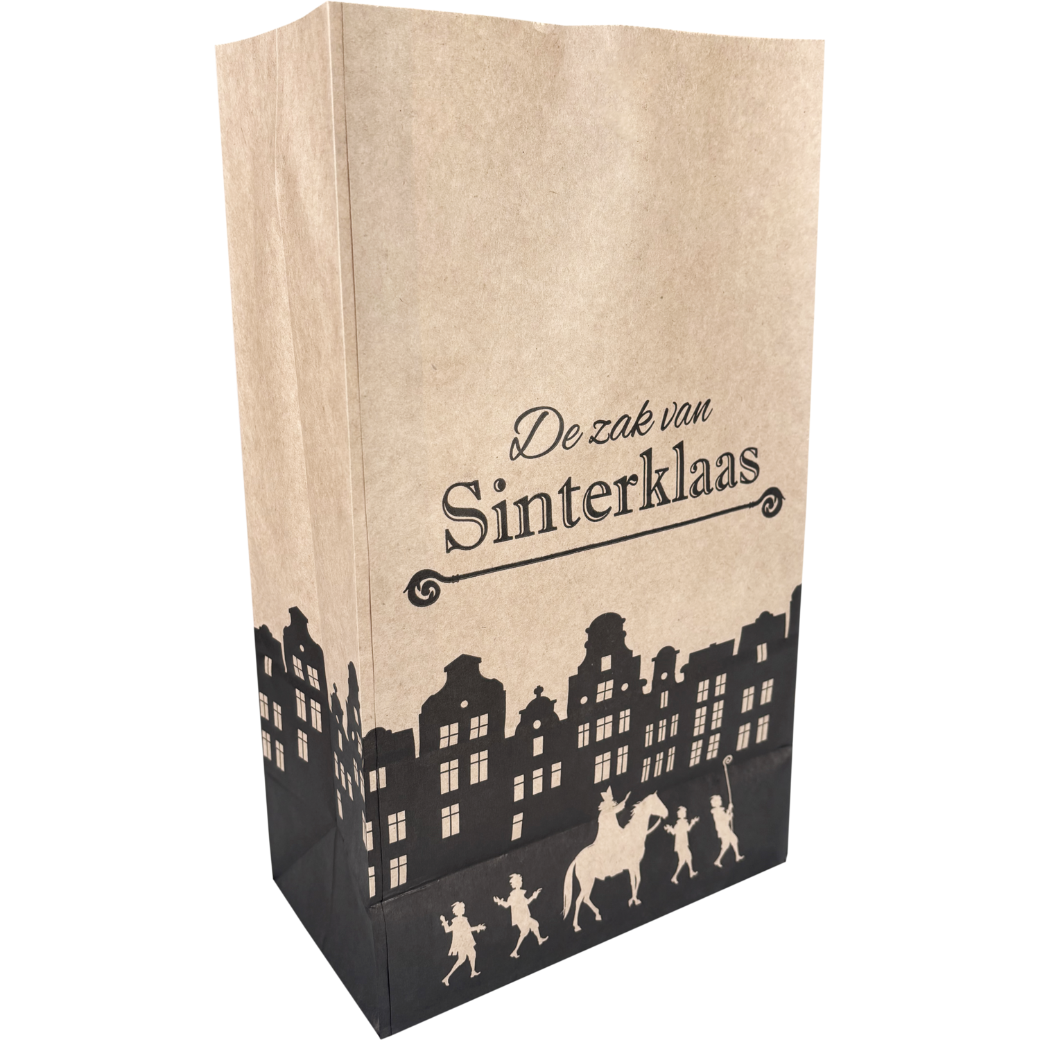 Zak, Blokbodemzak, Papier, 18/ 10x31cm, De zak van Sinterklaas, bruin