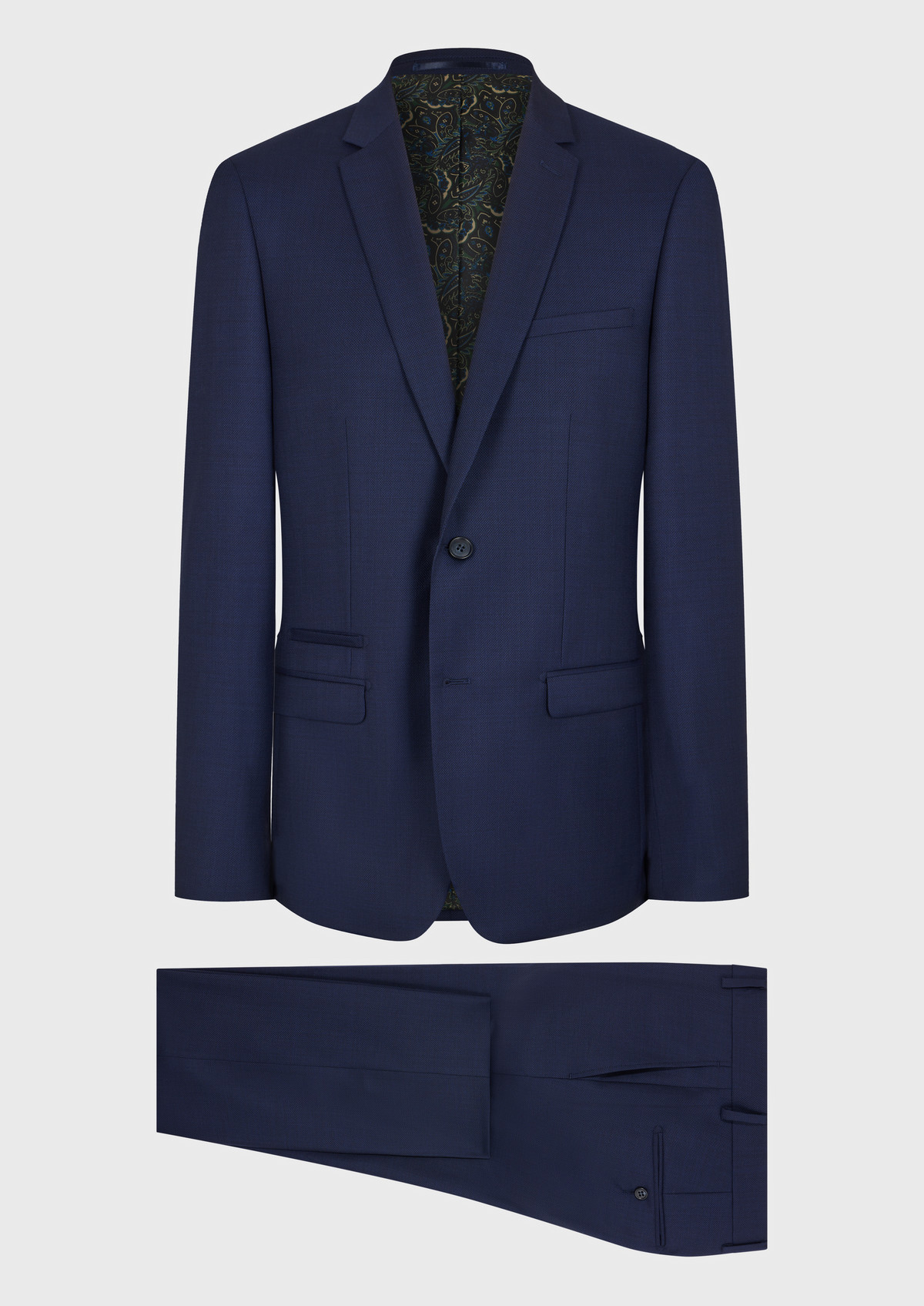 Costume 2 pièces Regular en laine unie bleu indigo