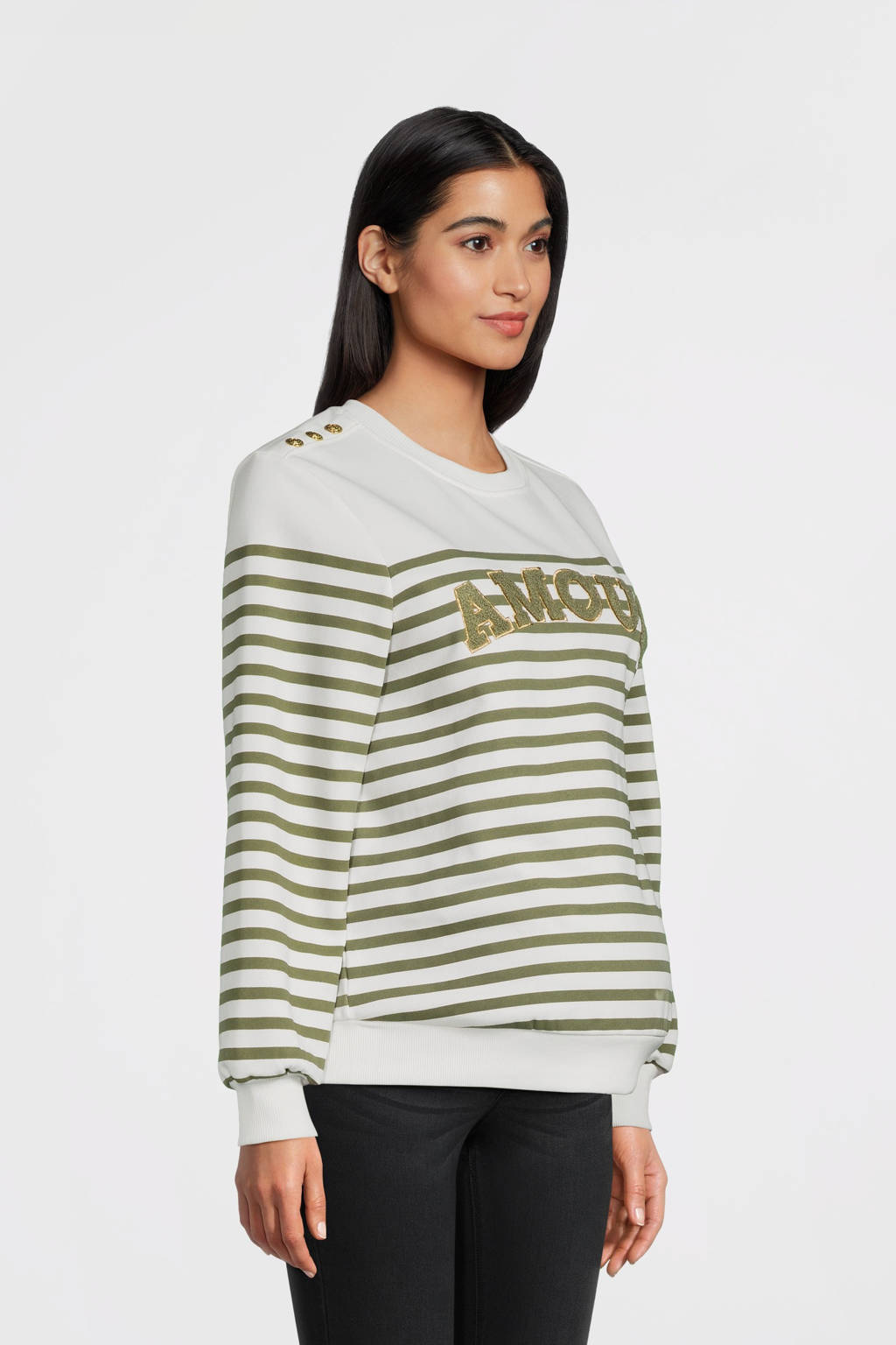 ONLY MATERNITY zwangerschapssweater groen/wit