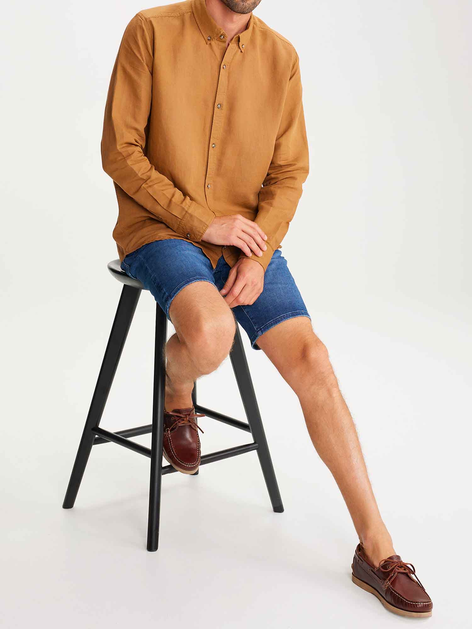 Chemise Homme En Lin Marron