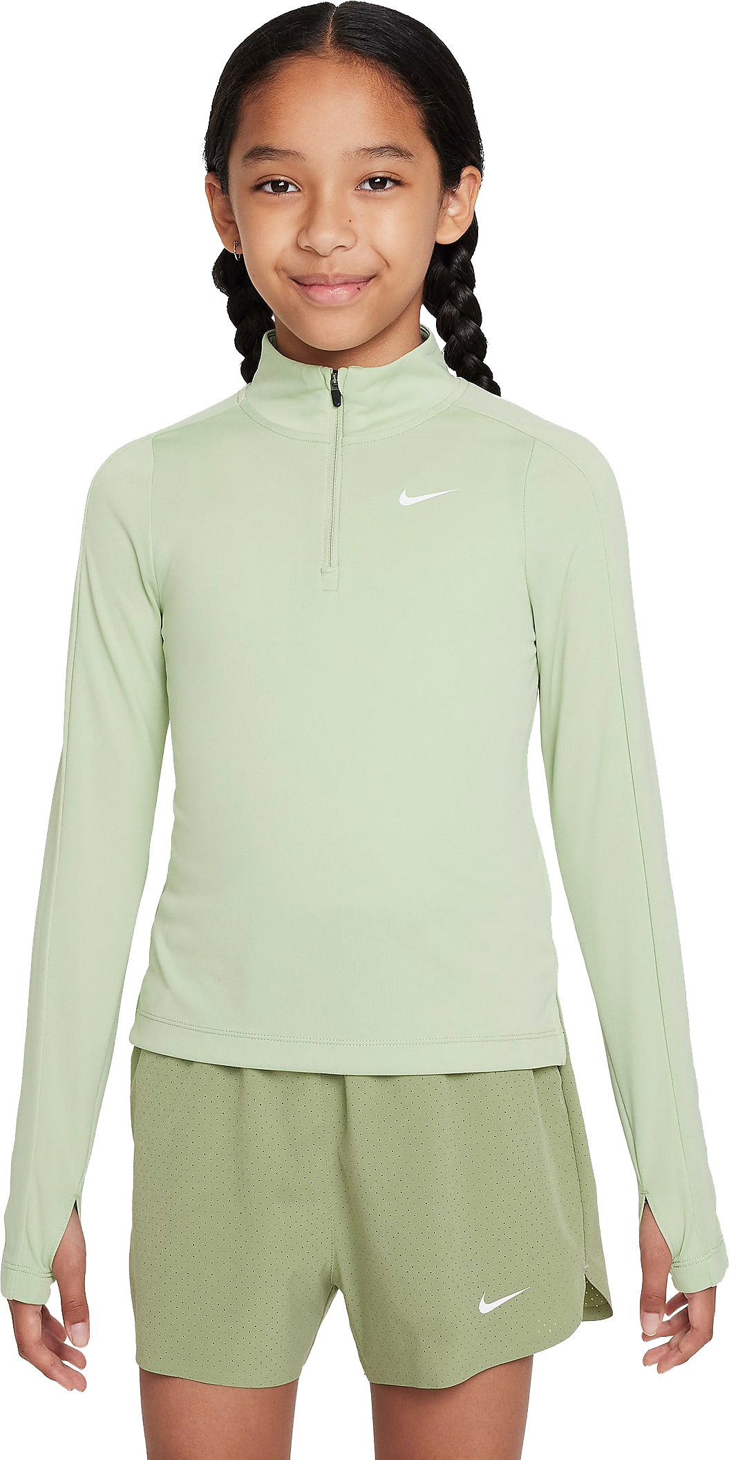 Dri-FIT Long Sleeve Half Zip Jente 343/Honeydew/White