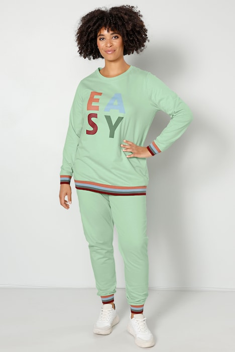 Sweatshirt, EASY, Rundhals, Streifenbündchen